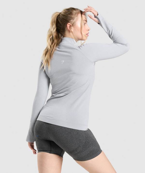 Damske Pulovre Gymshark Vital Seamless 2.0 1/2 Zip Svetlo Siva | HQ5920768